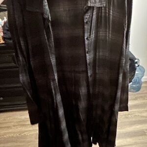 Black Plaid Button-Up Shirt